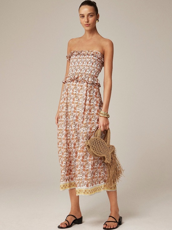 J. Crew Dresses & Skirts - New JCREW Size M Ravenna Dress in Sunset Rose Block-Print Ramie $188 CK836